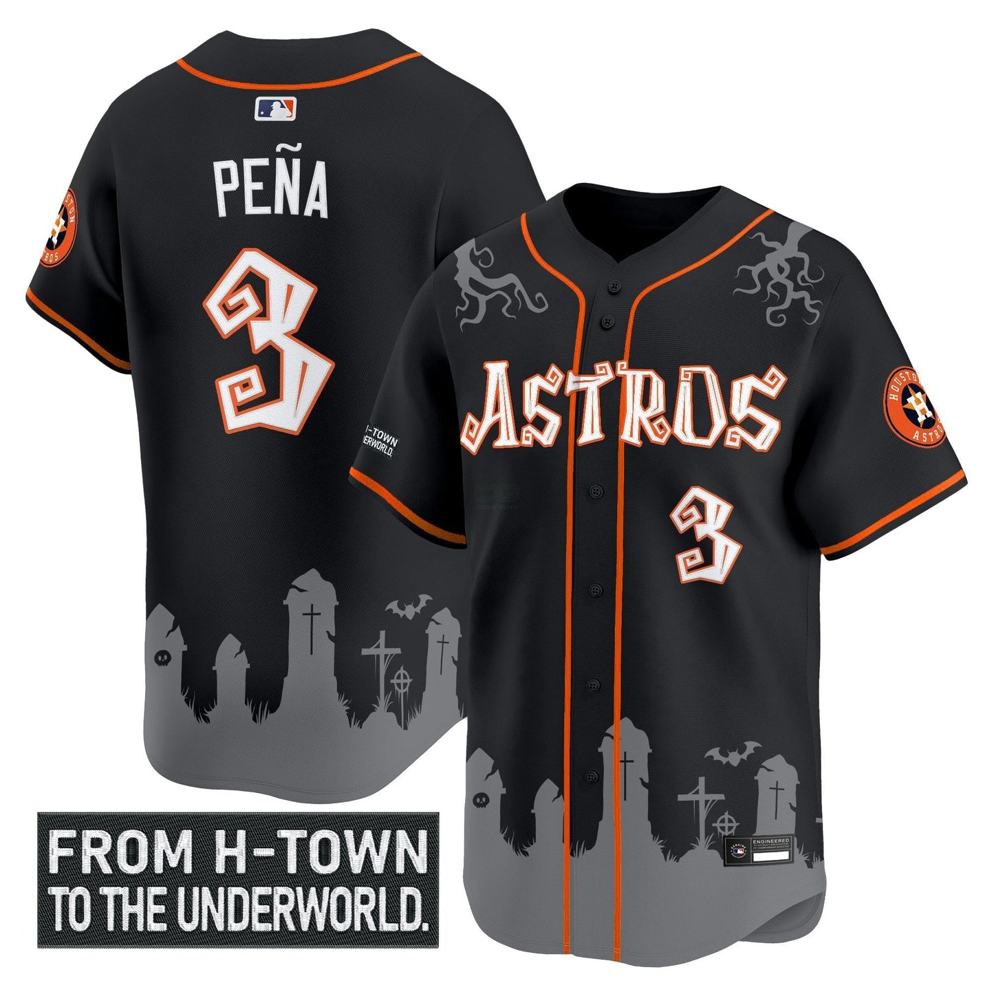 Camisa MLB Men’s Houston ‘Halloween Shadows Edition’ Vapor Premier Limited Jersey – Stitched