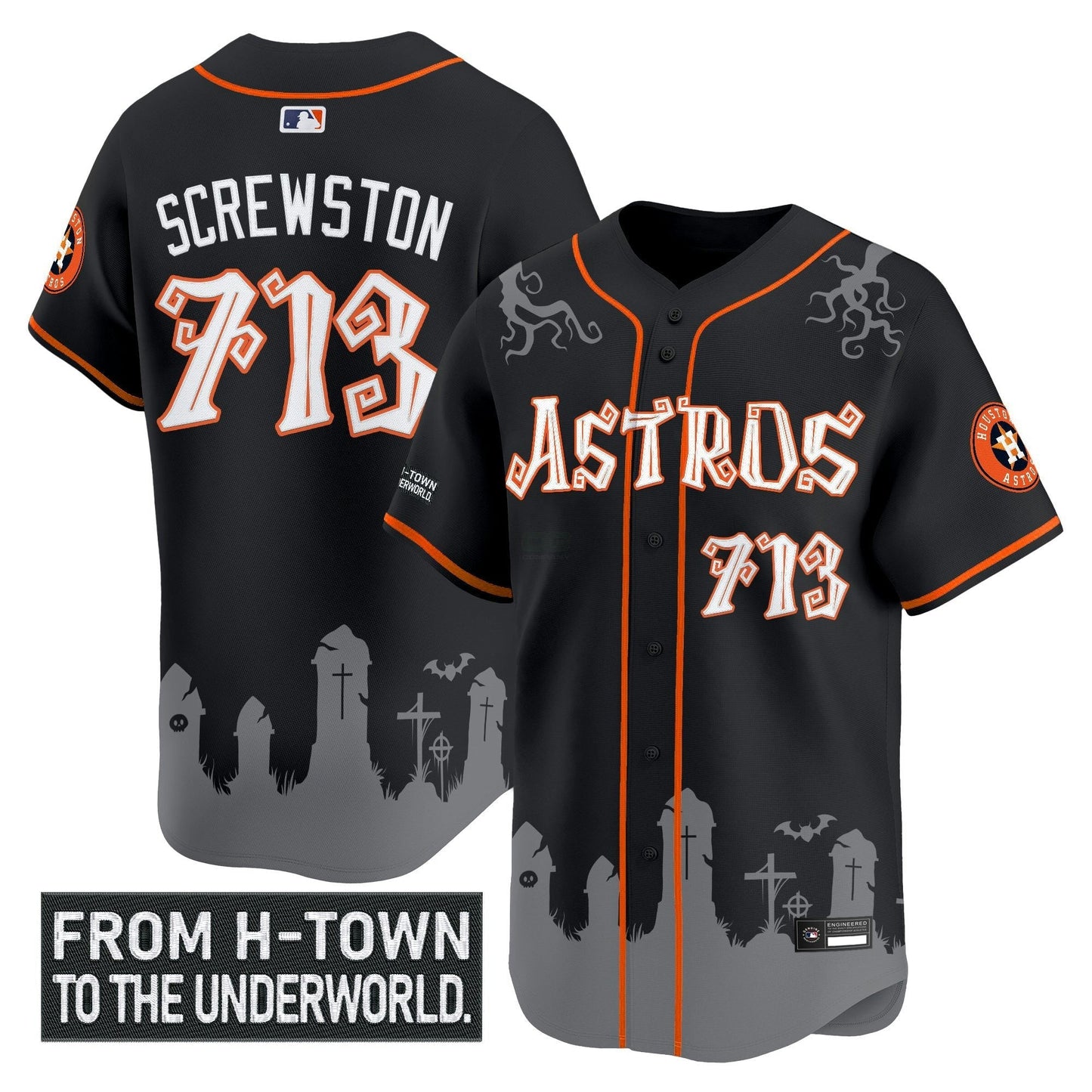 Camisa MLB Men’s Houston ‘Halloween Shadows Edition’ Vapor Premier Limited Jersey – Stitched