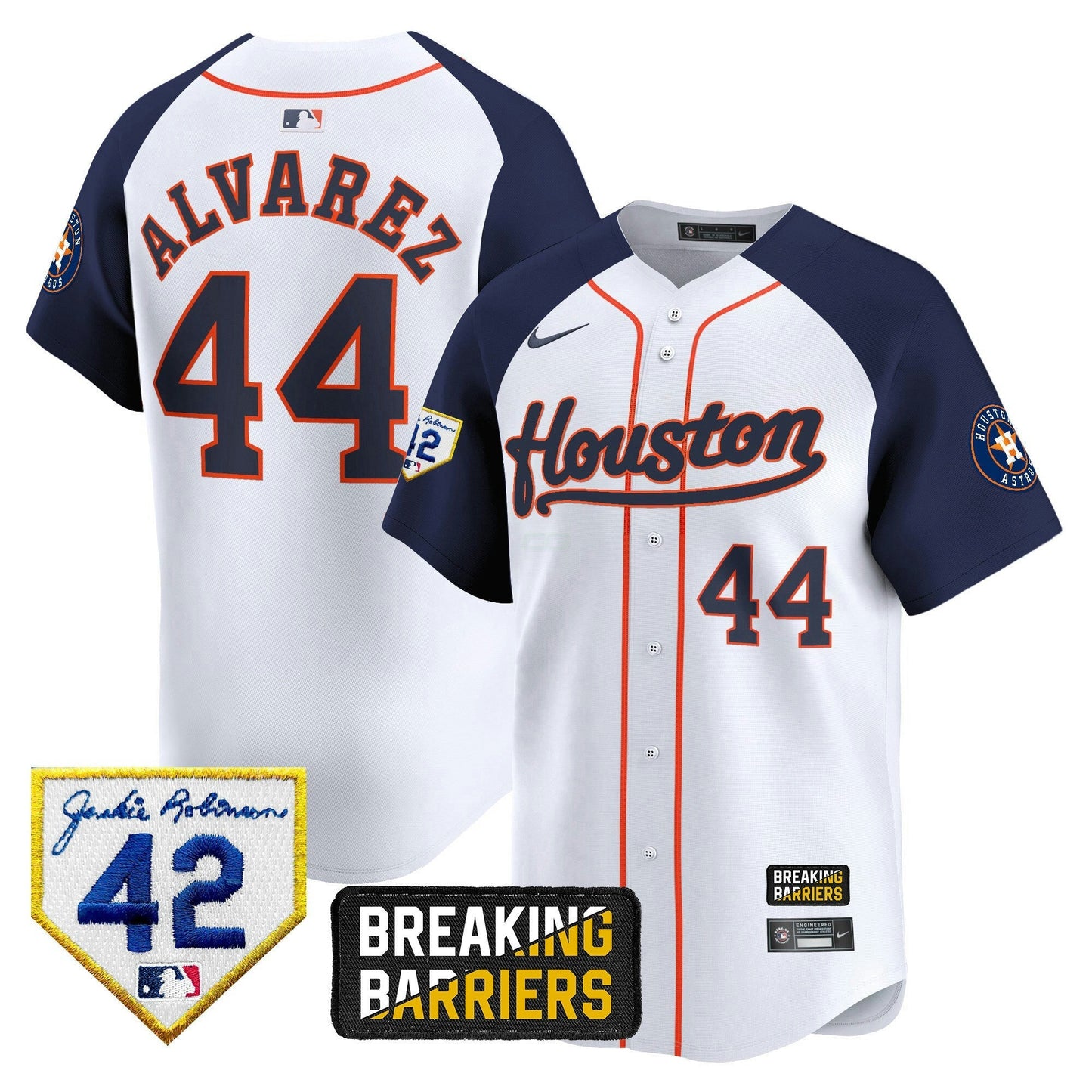 Camisa MLB Men’s Houston Jackie Robinson Breaking Barriers Patch Vapor Premier Limited Jersey