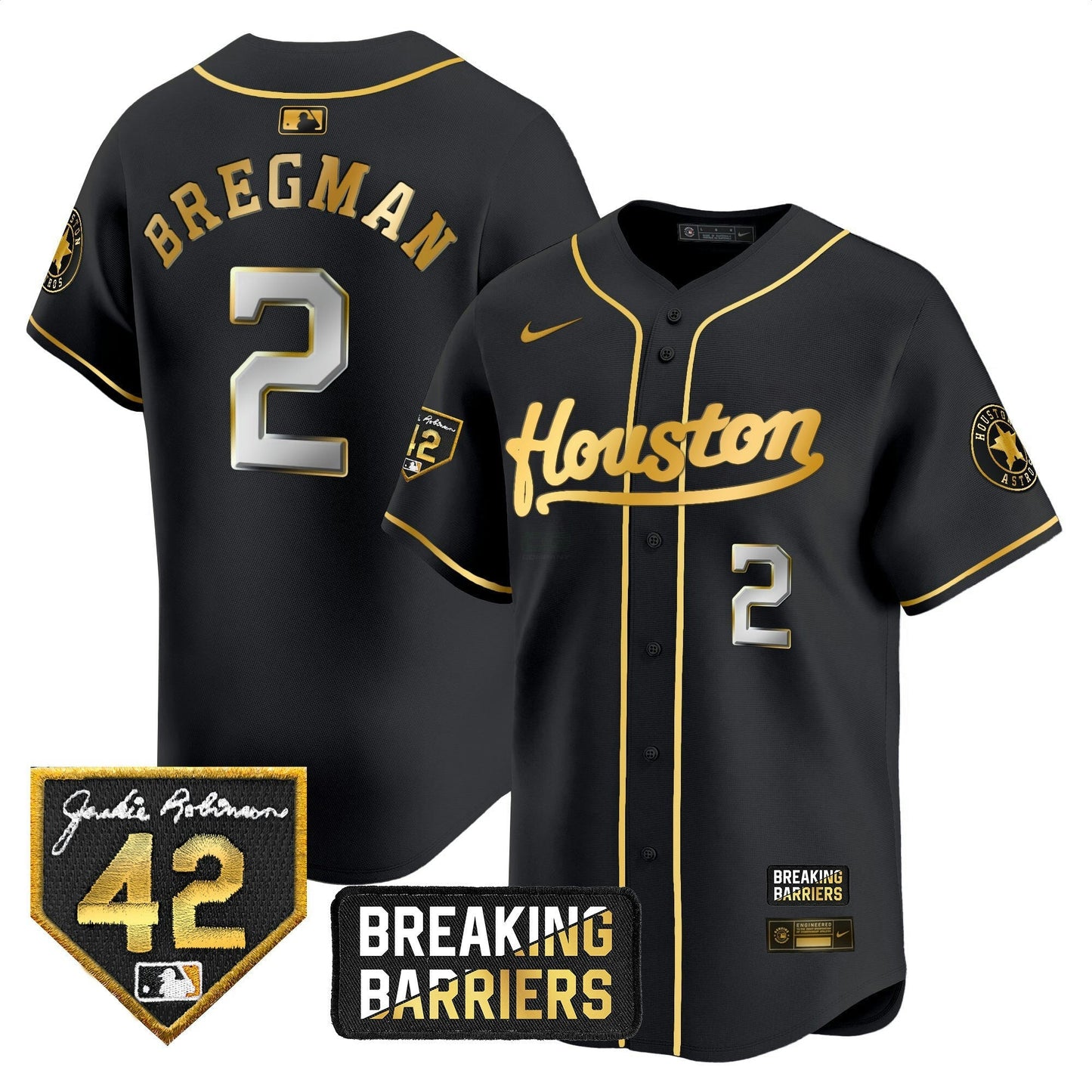 Camisa MLB Men’s Houston Jackie Robinson Breaking Barriers Patch Vapor Premier Limited Jersey