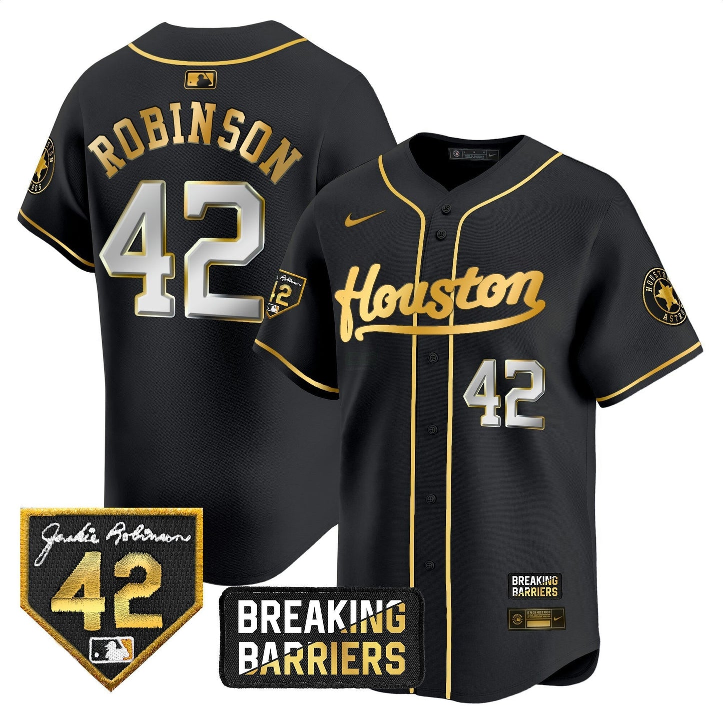 Camisa MLB Men’s Houston Jackie Robinson Breaking Barriers Patch Vapor Premier Limited Jersey