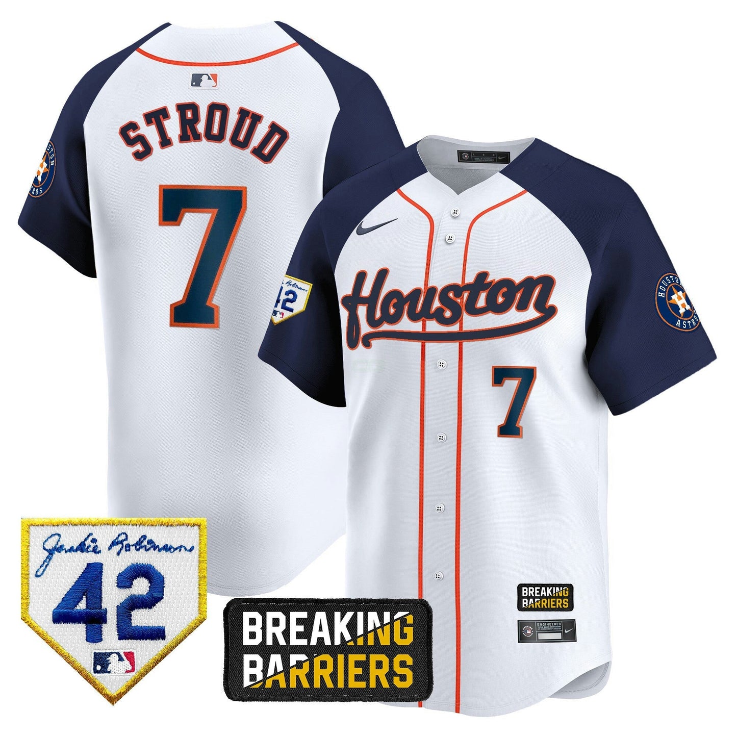 Camisa MLB Men’s Houston Jackie Robinson Breaking Barriers Patch Vapor Premier Limited Jersey