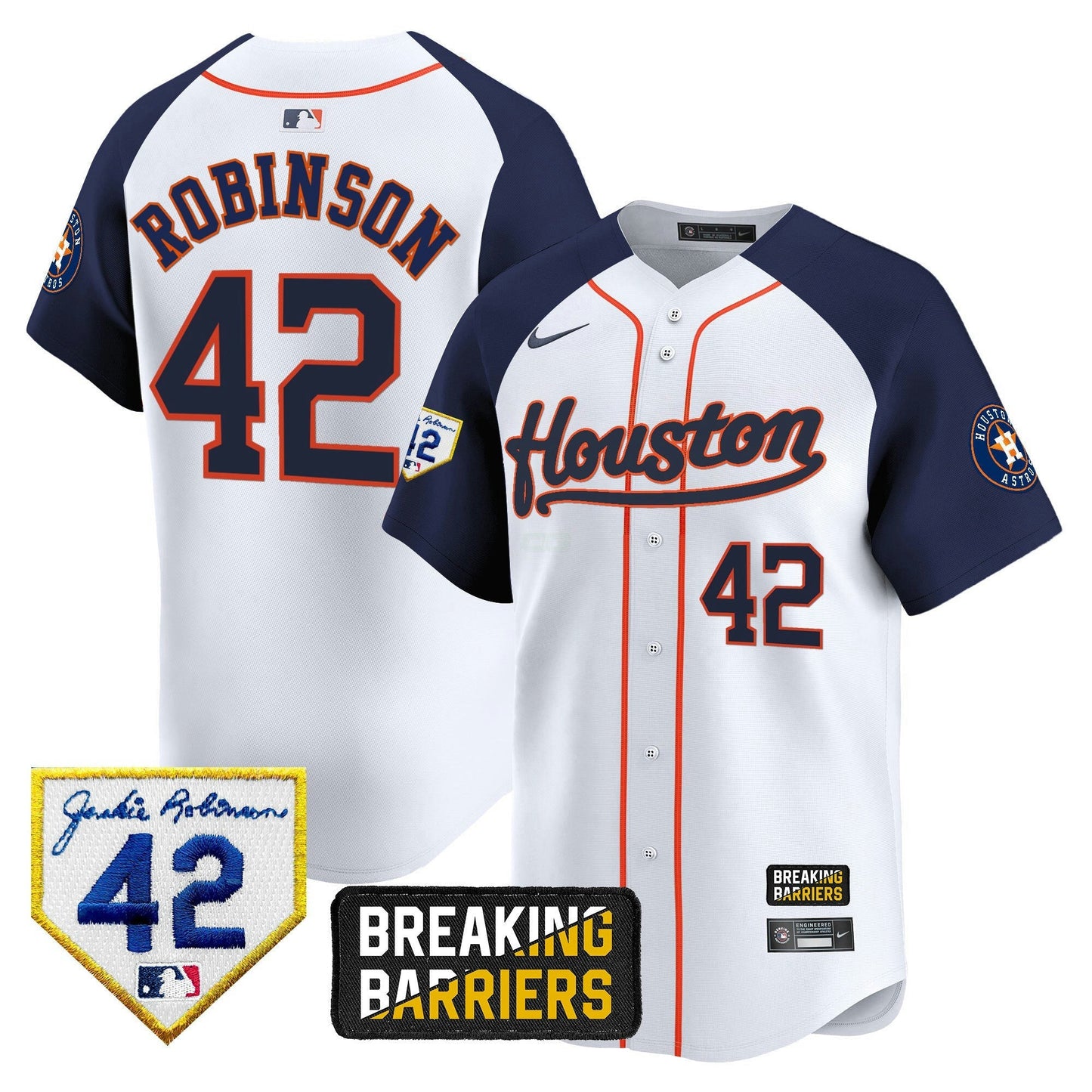 Camisa MLB Men’s Houston Jackie Robinson Breaking Barriers Patch Vapor Premier Limited Jersey