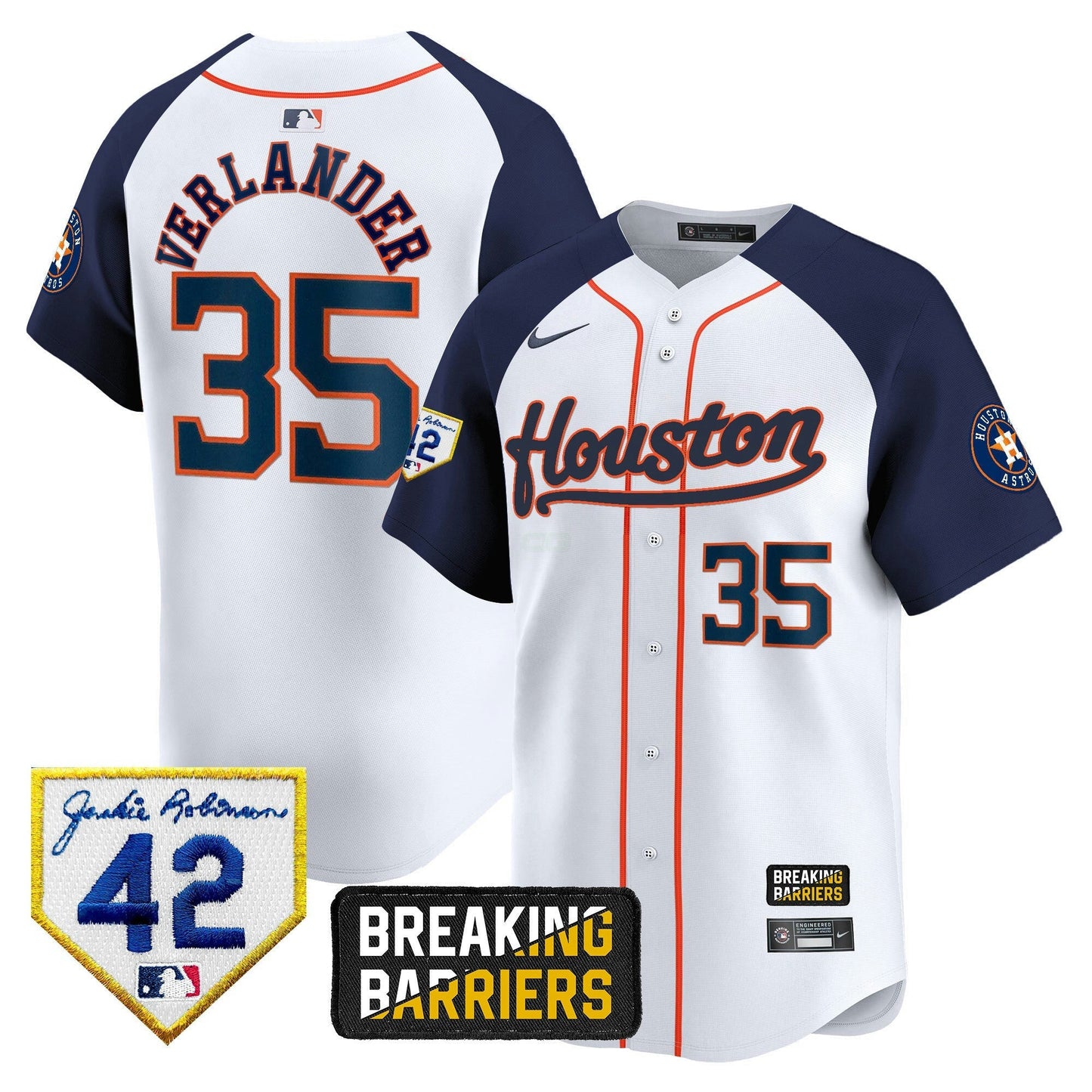 Camisa MLB Men’s Houston Jackie Robinson Breaking Barriers Patch Vapor Premier Limited Jersey