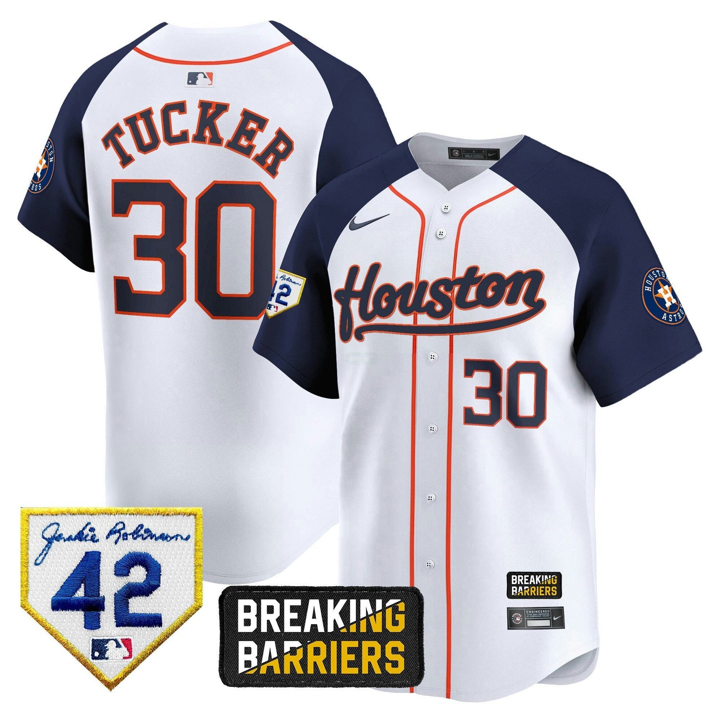 Camisa MLB Men’s Houston Jackie Robinson Breaking Barriers Patch Vapor Premier Limited Jersey