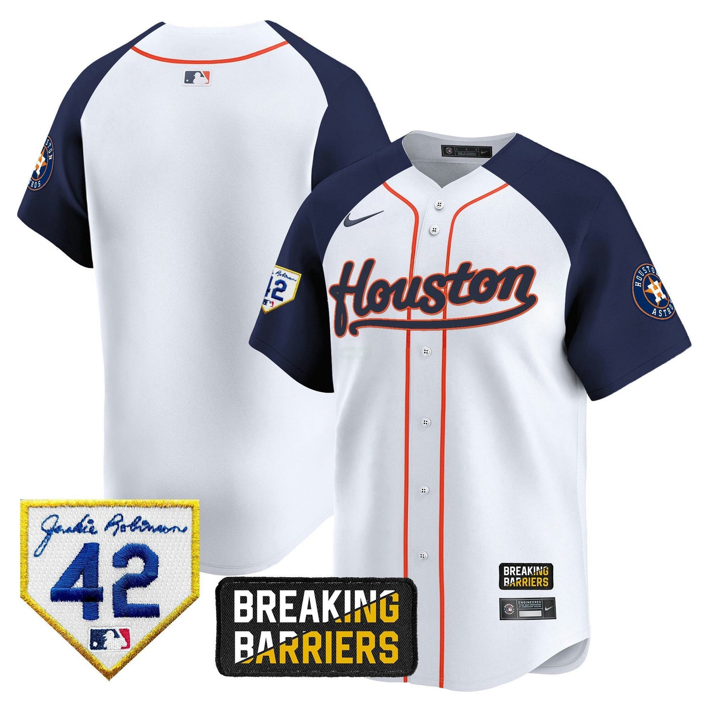 Camisa MLB Men’s Houston Jackie Robinson Breaking Barriers Patch Vapor Premier Limited Jersey