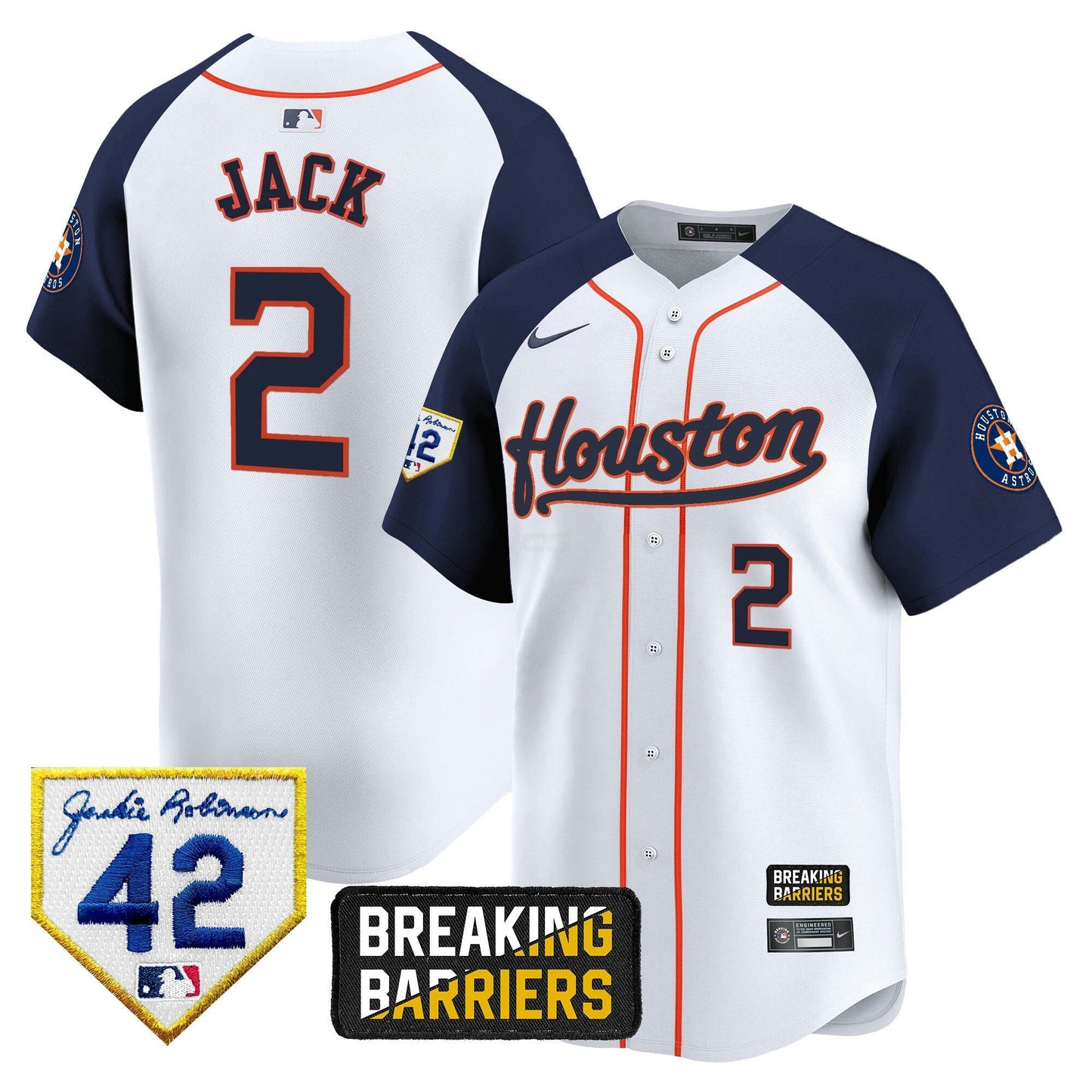 Camisa MLB Men’s Houston Jackie Robinson Breaking Barriers Patch Vapor Premier Limited Jersey