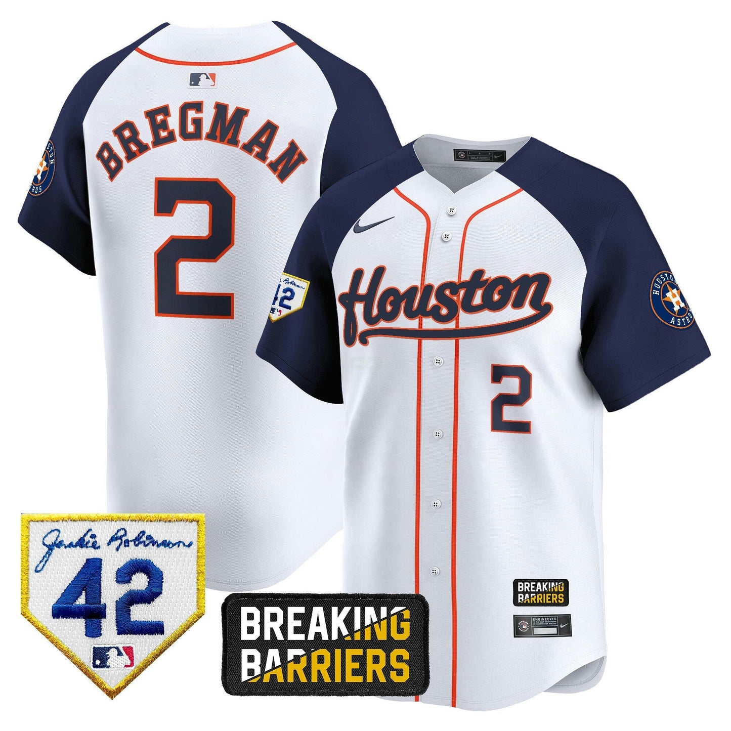 Camisa MLB Men’s Houston Jackie Robinson Breaking Barriers Patch Vapor Premier Limited Jersey