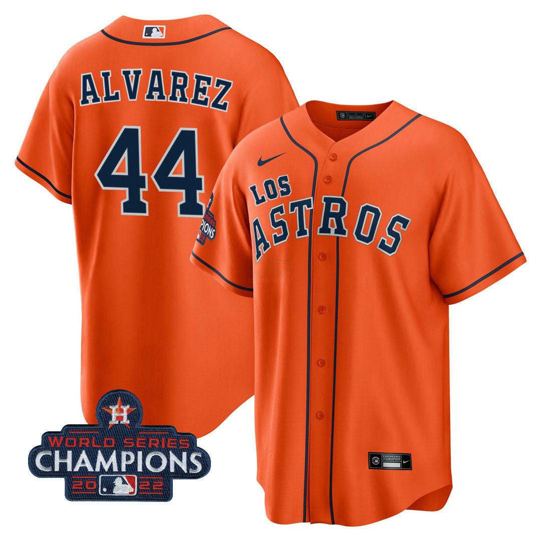 Camisa MLB Houston Astros Men’s Houston “Los ” Hispanic Heritage Champions Patch Jersey - Azul Marinho