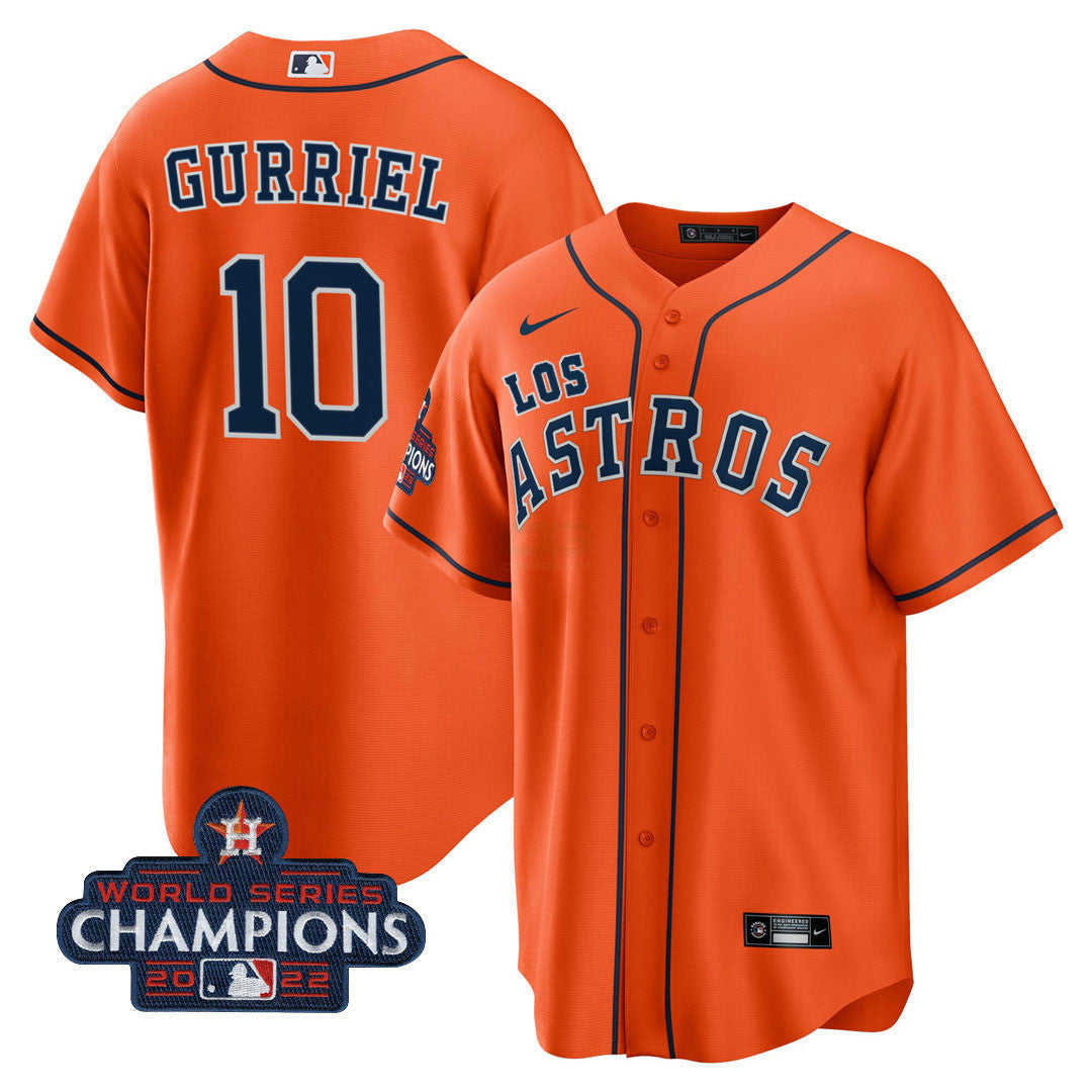 Camisa MLB Houston Astros Men’s Houston “Los ” Hispanic Heritage Champions Patch Jersey - Azul Marinho