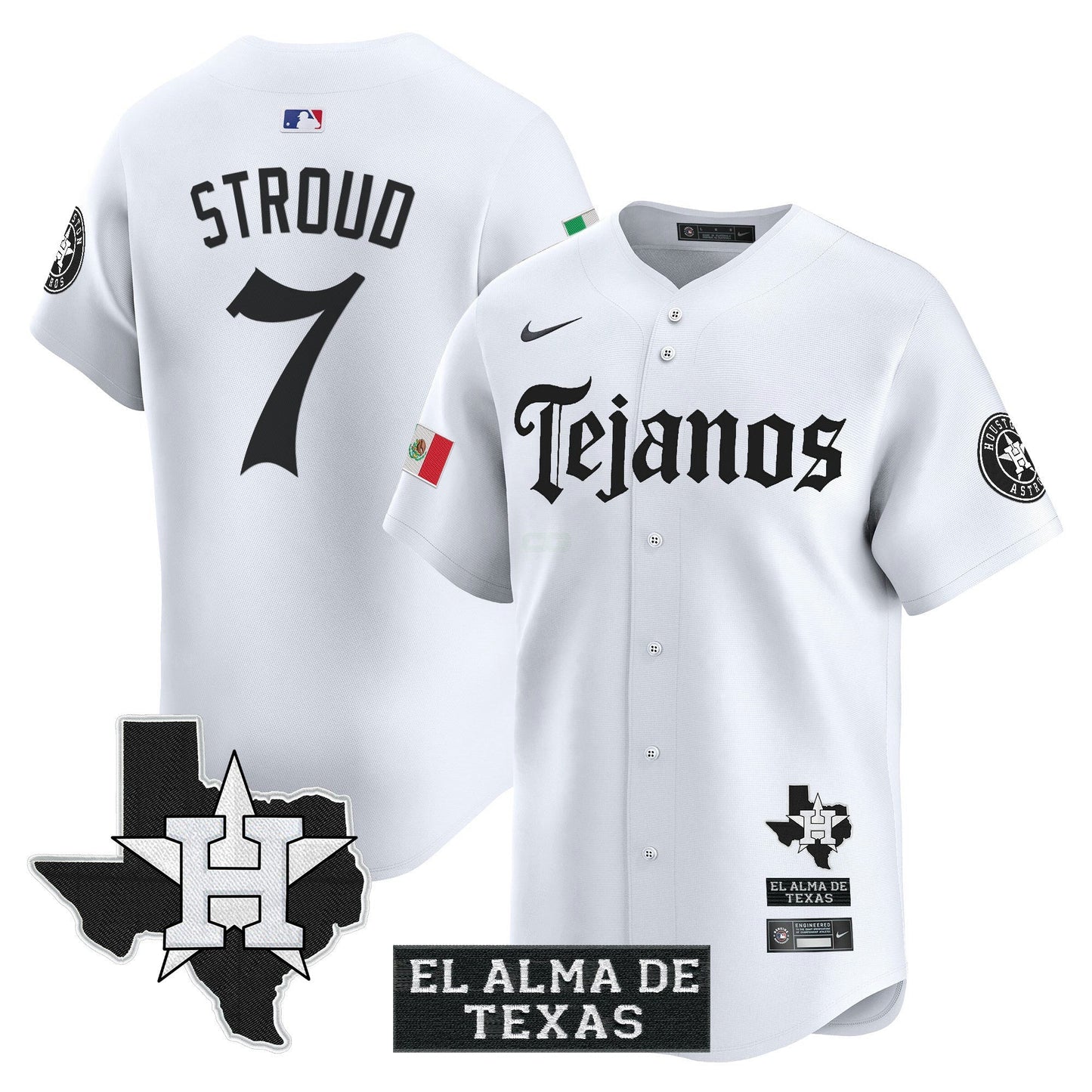 Camisa MLB Men’s Houston Mexico Tejano Barrio Style Vapor Premier Limited Jersey