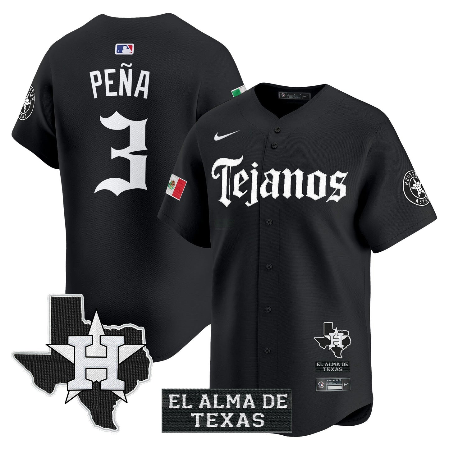 Camisa MLB Men’s Houston Mexico Tejano Barrio Style Vapor Premier Limited Jersey