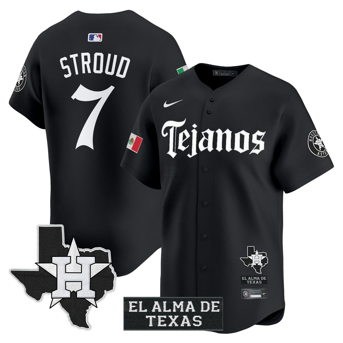 Camisa MLB Men’s Houston Mexico Tejano Barrio Style Vapor Premier Limited Jersey