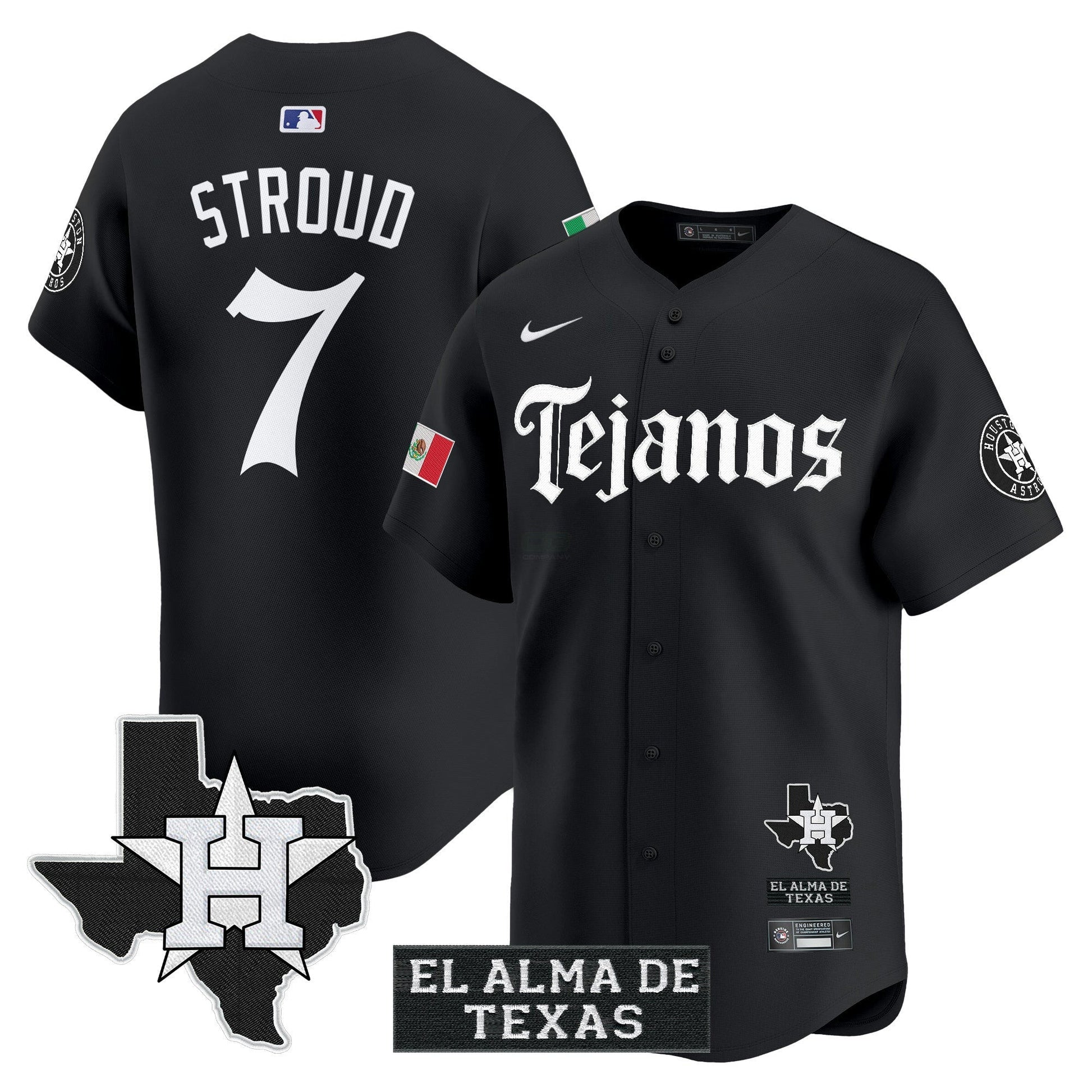 Camisa MLB Men’s Houston Mexico Tejano Barrio Style Vapor Premier Limited Jersey