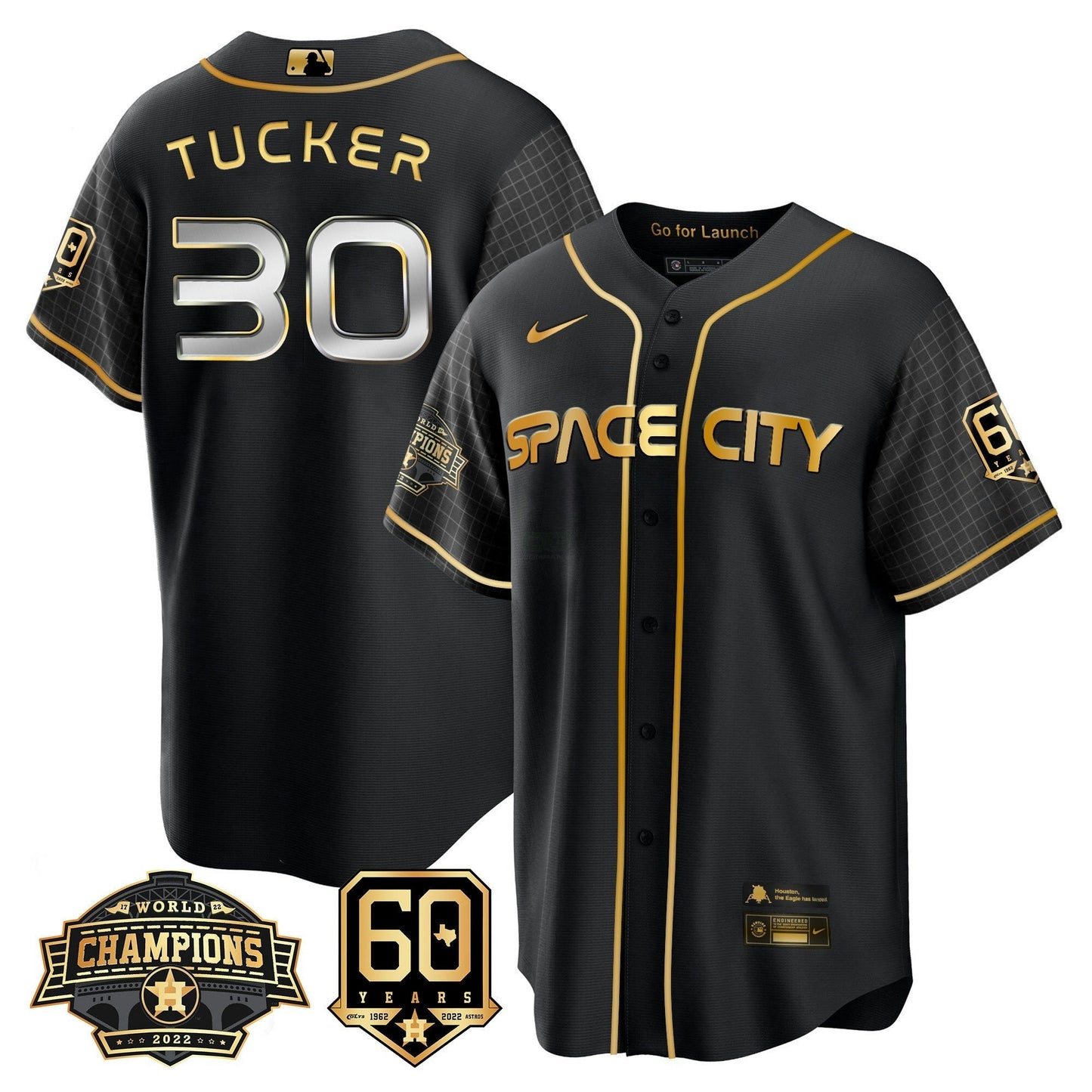 Camisa MLB Men’s Houston Space City 2022 Champions & 60th Anniversary Patch Jersey