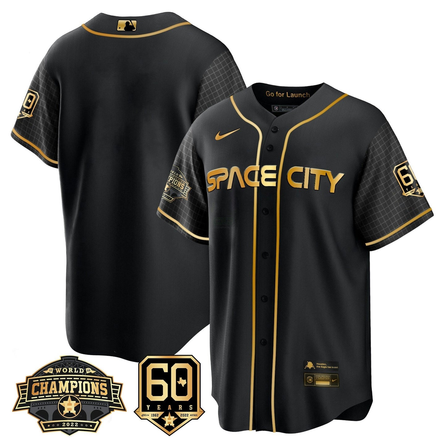 Camisa MLB Men’s Houston Space City 2022 Champions & 60th Anniversary Patch Jersey