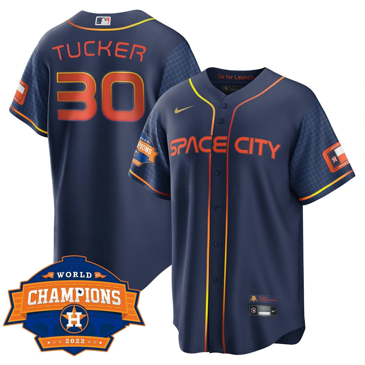 Camisa MLB Men’s Houston Space City 2022 World Series Champions Patch Limited Jersey