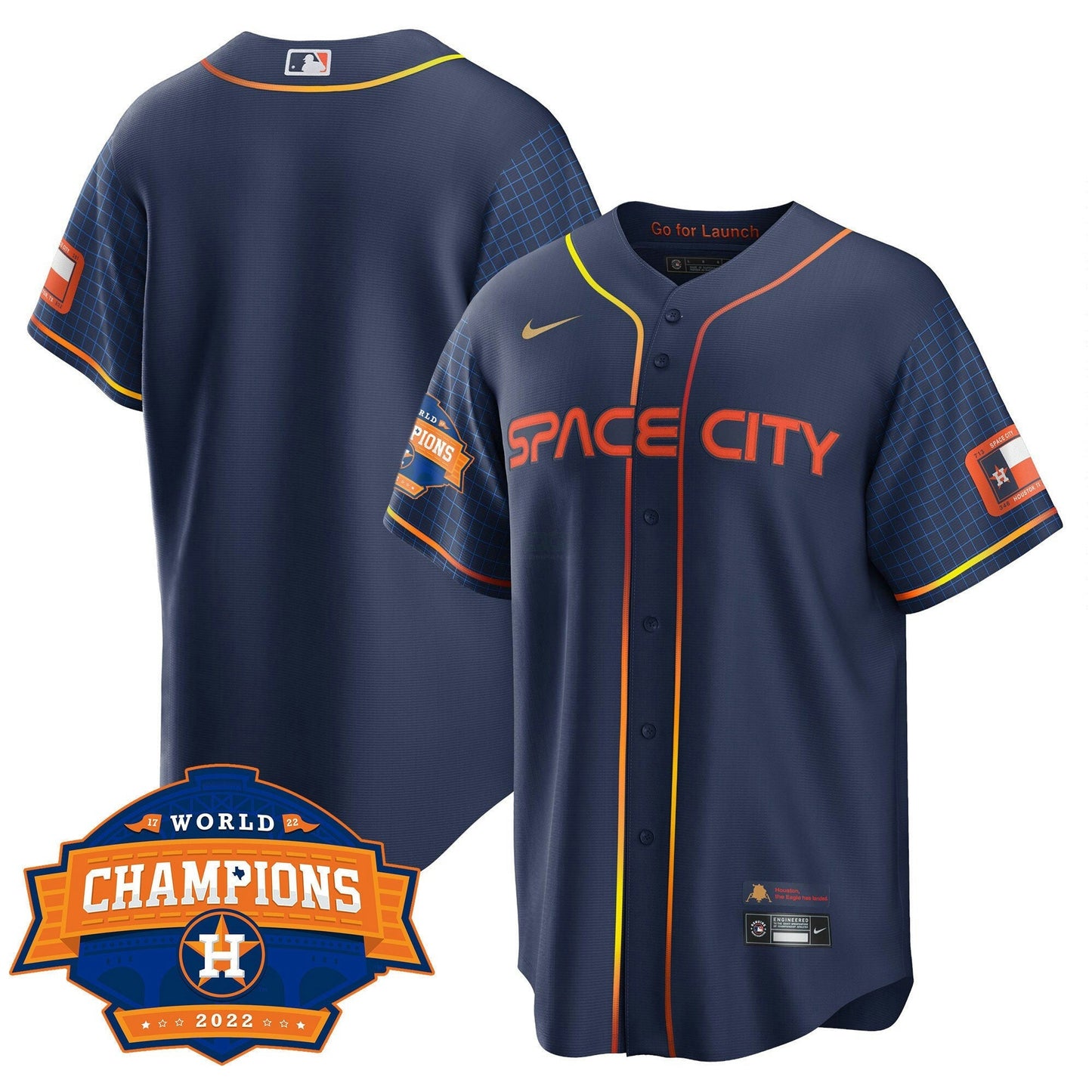 Camisa MLB Men’s Houston Space City 2022 World Series Champions Patch Limited Jersey