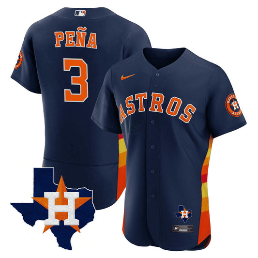 Camisa MLB Men’s Houston Texas State Patch Jersey – Azul Marinho