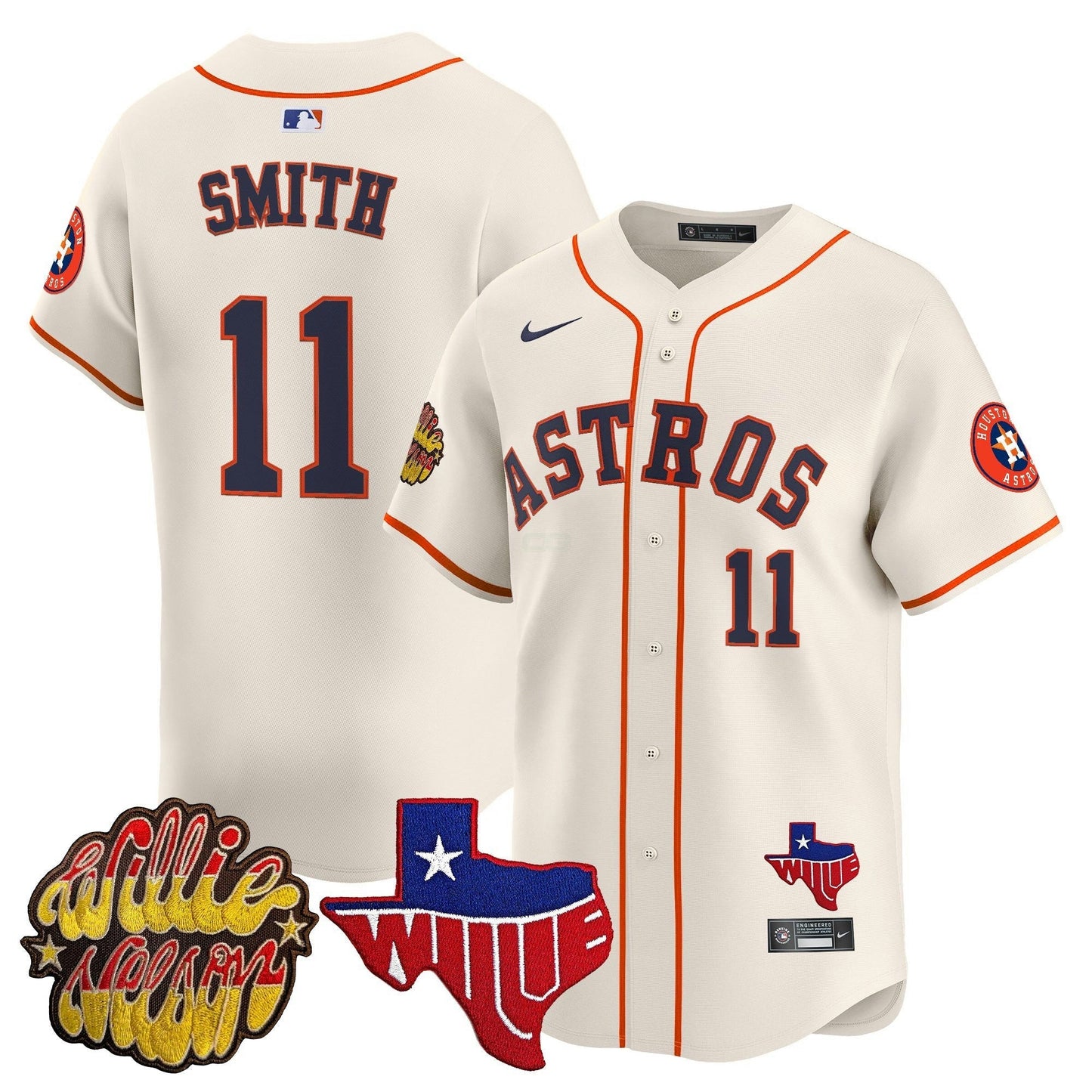 Camisa MLB Men’s Houston ‘Willie Nelson Patch’ Vapor Premier Limited Jersey