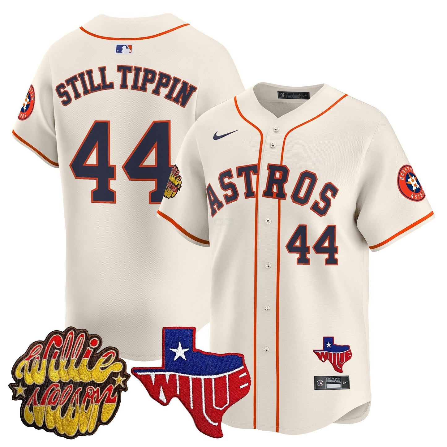 Camisa MLB Men’s Houston ‘Willie Nelson Patch’ Vapor Premier Limited Jersey