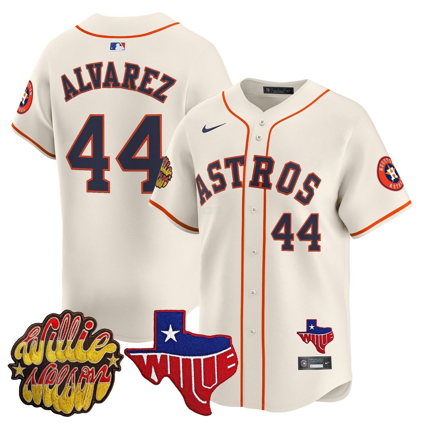 Camisa MLB Men’s Houston ‘Willie Nelson Patch’ Vapor Premier Limited Jersey