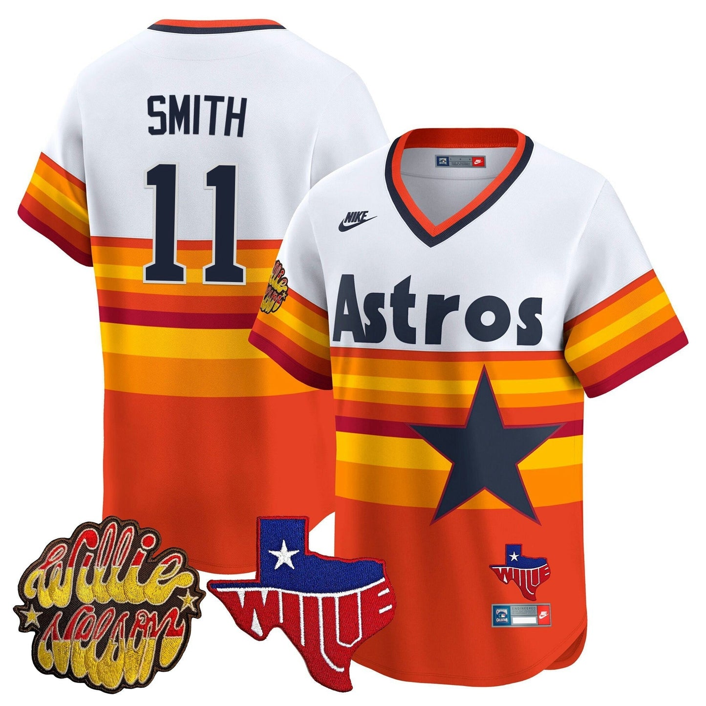 Camisa MLB Men’s Houston ‘Willie Nelson Patch’ Vapor Premier Limited Jersey