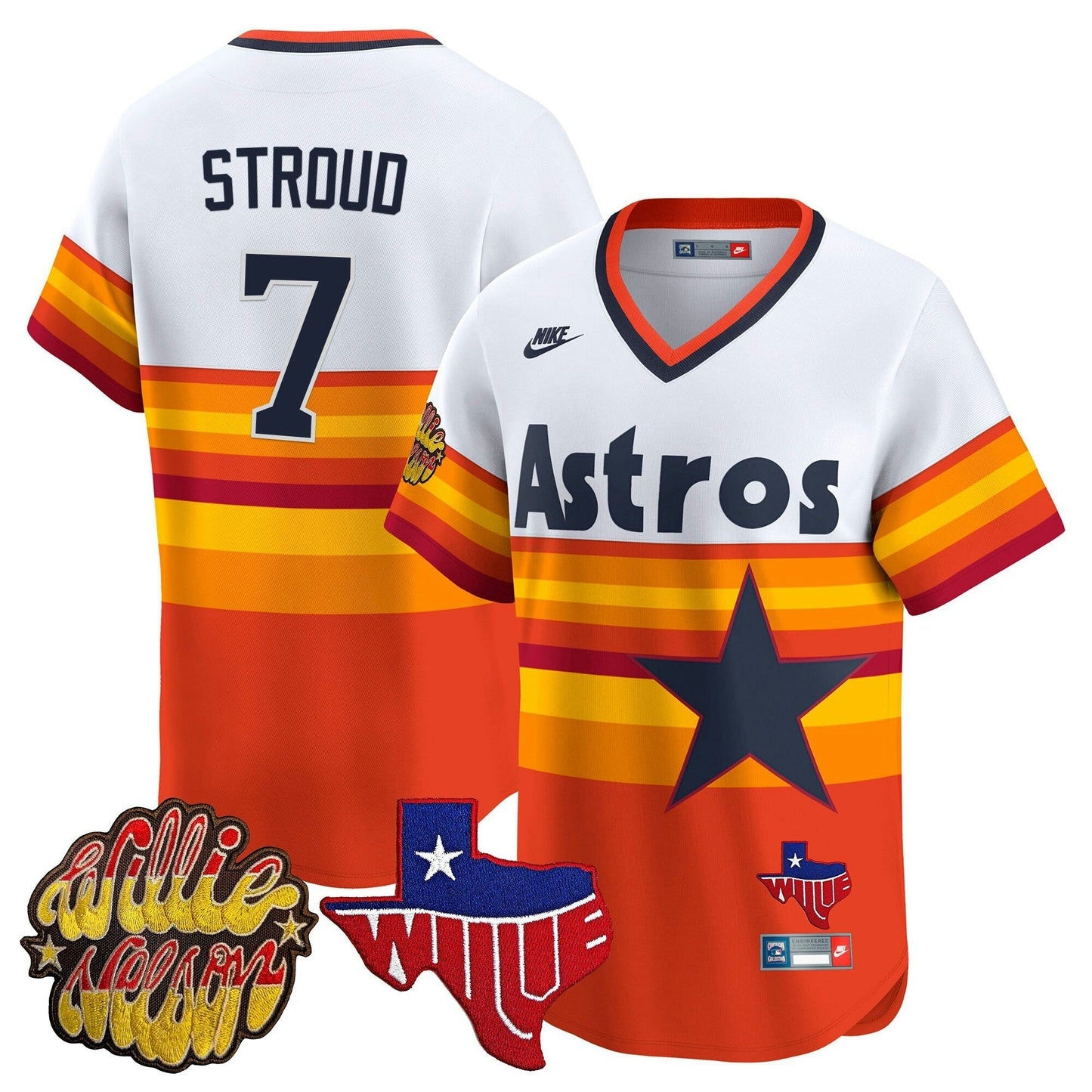 Camisa MLB Men’s Houston ‘Willie Nelson Patch’ Vapor Premier Limited Jersey