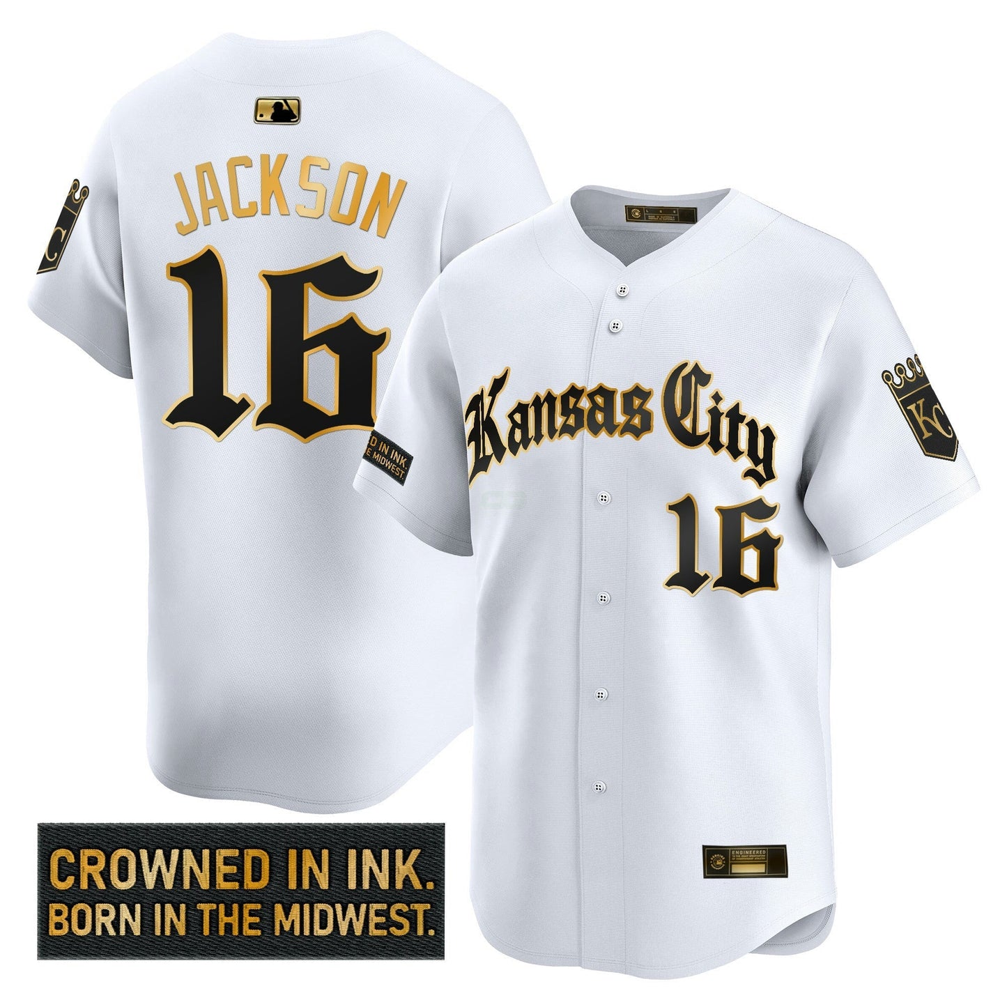 Camisa MLB Men’s Kansas City ‘Gothic Crown Edition’ Dourada Vapor Premier Limited Jersey