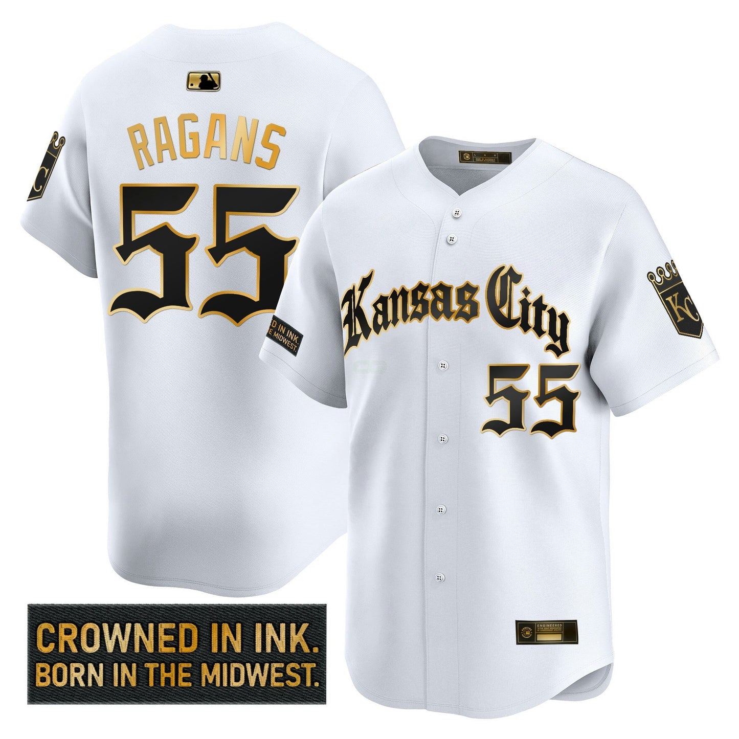 Camisa MLB Men’s Kansas City ‘Gothic Crown Edition’ Dourada Vapor Premier Limited Jersey