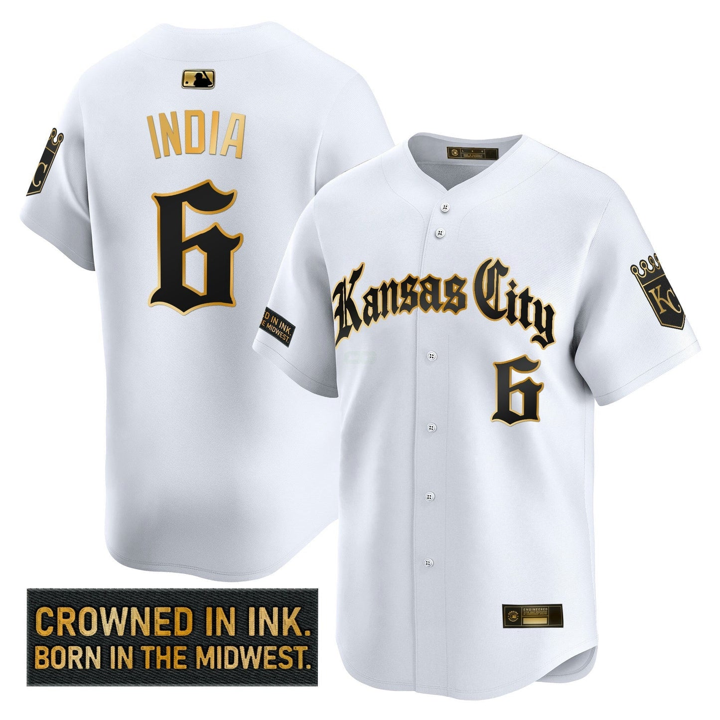 Camisa MLB Men’s Kansas City ‘Gothic Crown Edition’ Dourada Vapor Premier Limited Jersey