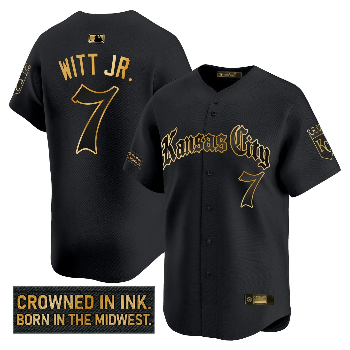 Camisa MLB Men’s Kansas City ‘Gothic Crown Edition’ Dourada Vapor Premier Limited Jersey