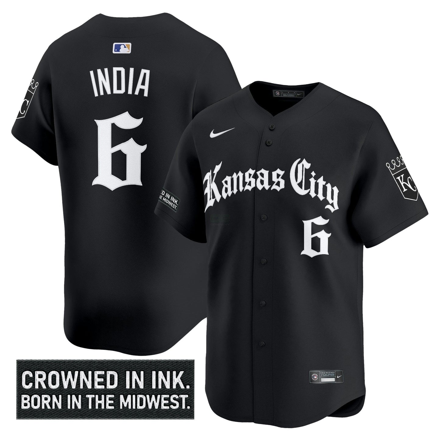 Camisa MLB Men’s Kansas City ‘Gothic Crown Edition’ Vapor Premier Limited Jersey