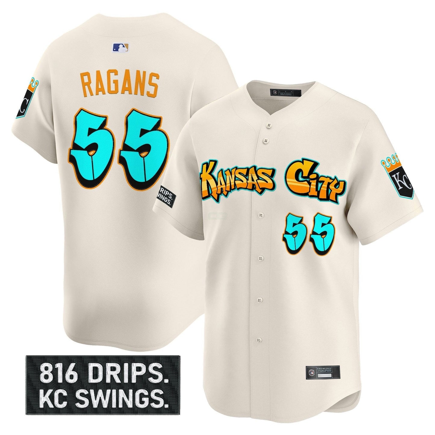 Camisa MLB Men’s Kansas City ‘Graffiti Crown Drop Edition’ Vapor Premier Limited Jersey