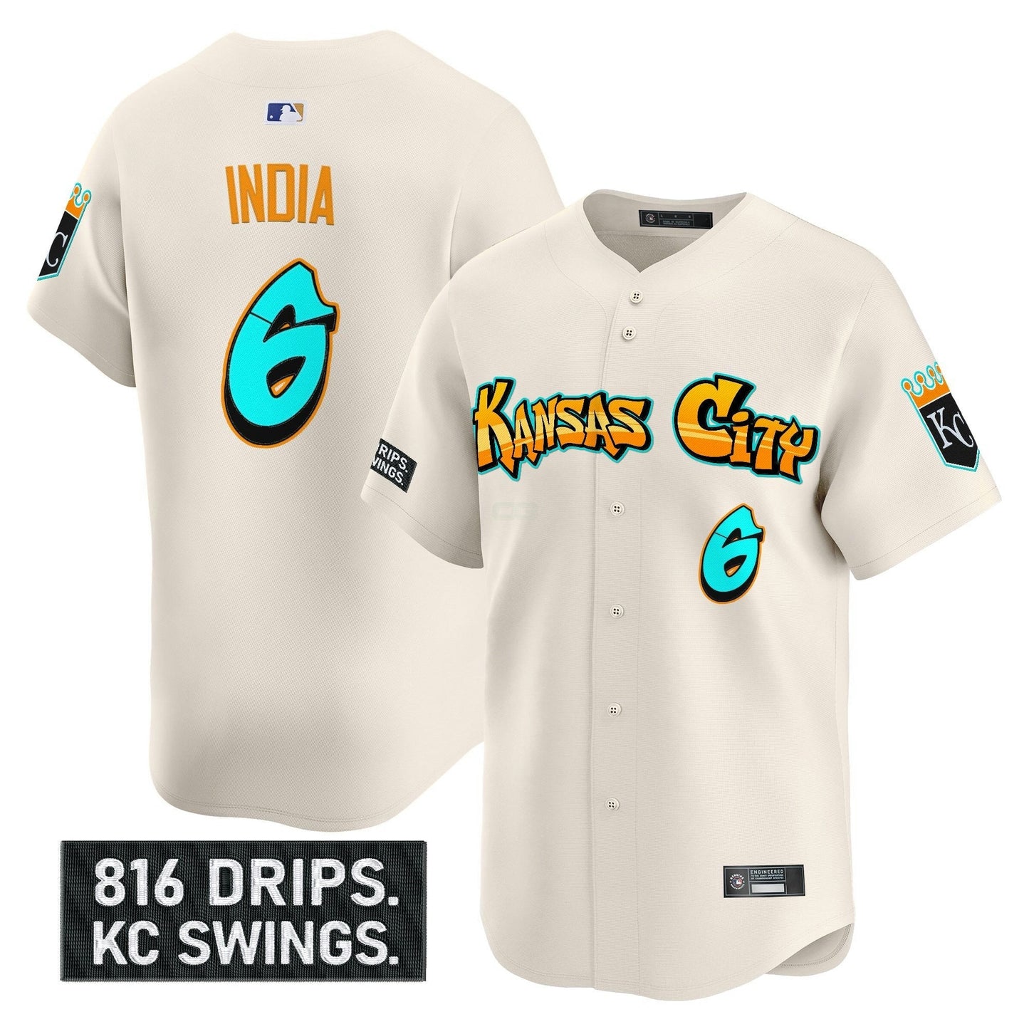 Camisa MLB Men’s Kansas City ‘Graffiti Crown Drop Edition’ Vapor Premier Limited Jersey