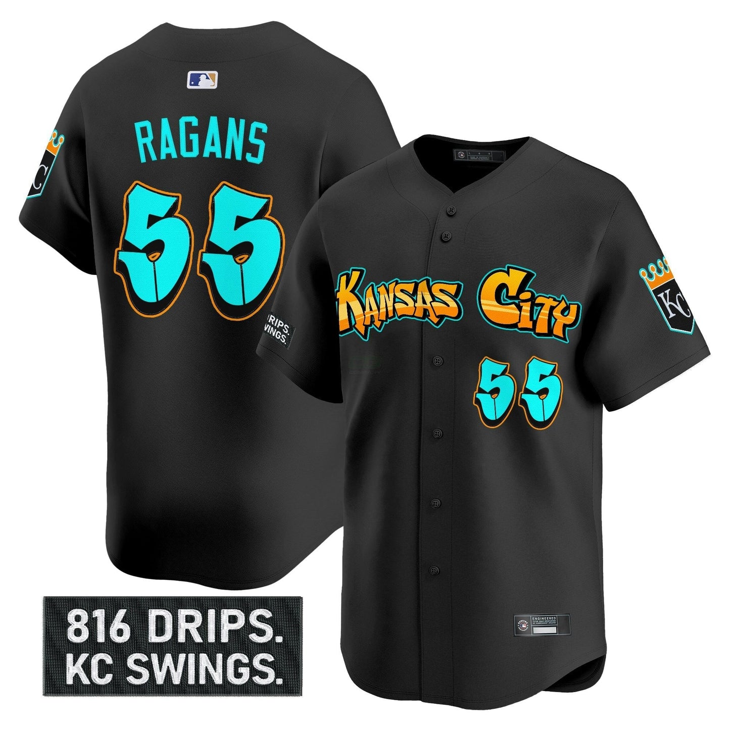 Camisa MLB Men’s Kansas City ‘Graffiti Crown Drop Edition’ Vapor Premier Limited Jersey