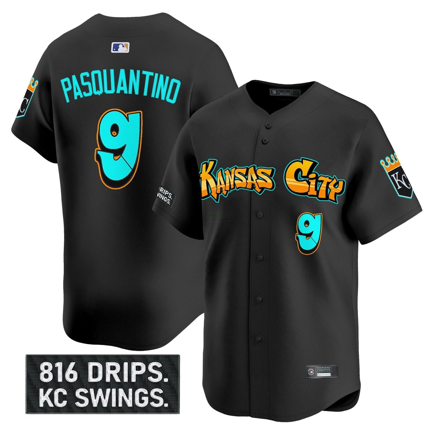 Camisa MLB Men’s Kansas City ‘Graffiti Crown Drop Edition’ Vapor Premier Limited Jersey