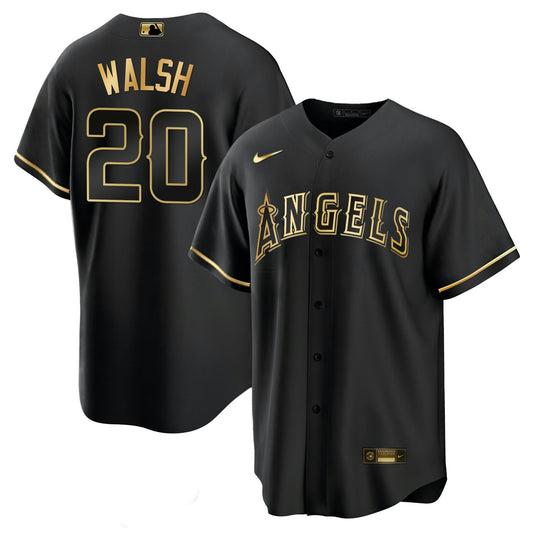 Camisa MLB Los Angeles Angels Men’s Los Angeles Black Limited & Dourada Jersey
