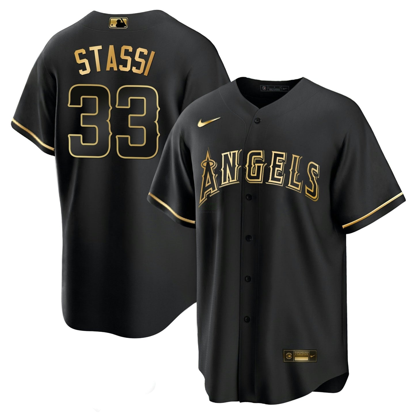 Camisa MLB Los Angeles Angels Men’s Los Angeles Black Limited & Dourada Jersey