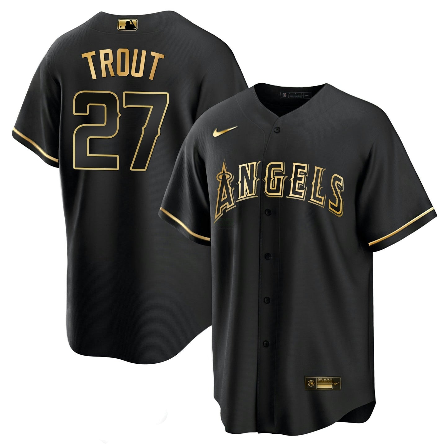 Camisa MLB Los Angeles Angels Men’s Los Angeles Black Limited & Dourada Jersey