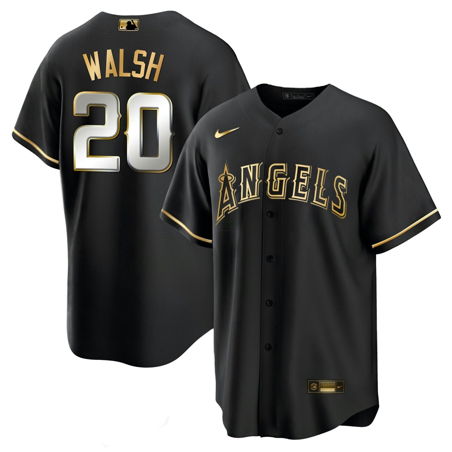 Camisa MLB Los Angeles Angels Men’s Los Angeles Black Limited & Dourada Jersey