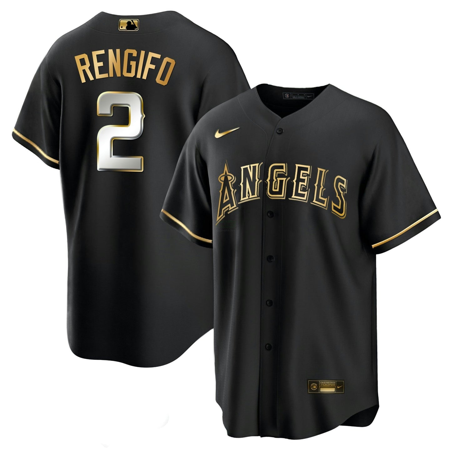 Camisa MLB Los Angeles Angels Men’s Los Angeles Black Limited & Dourada Jersey