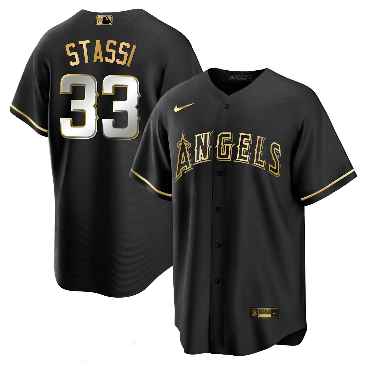 Camisa MLB Los Angeles Angels Men’s Los Angeles Black Limited & Dourada Jersey