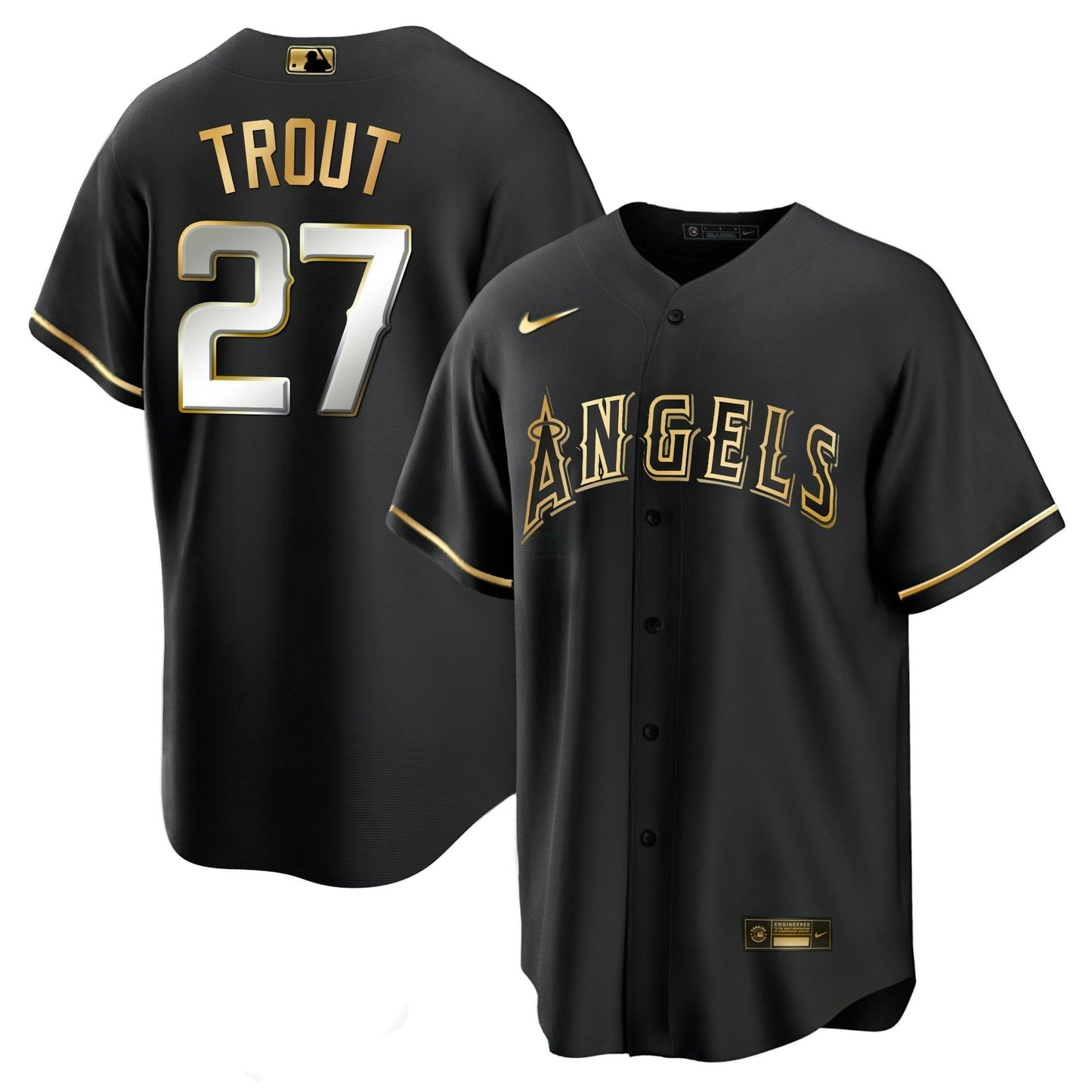 Camisa MLB Los Angeles Angels Men’s Los Angeles Black Limited & Dourada Jersey