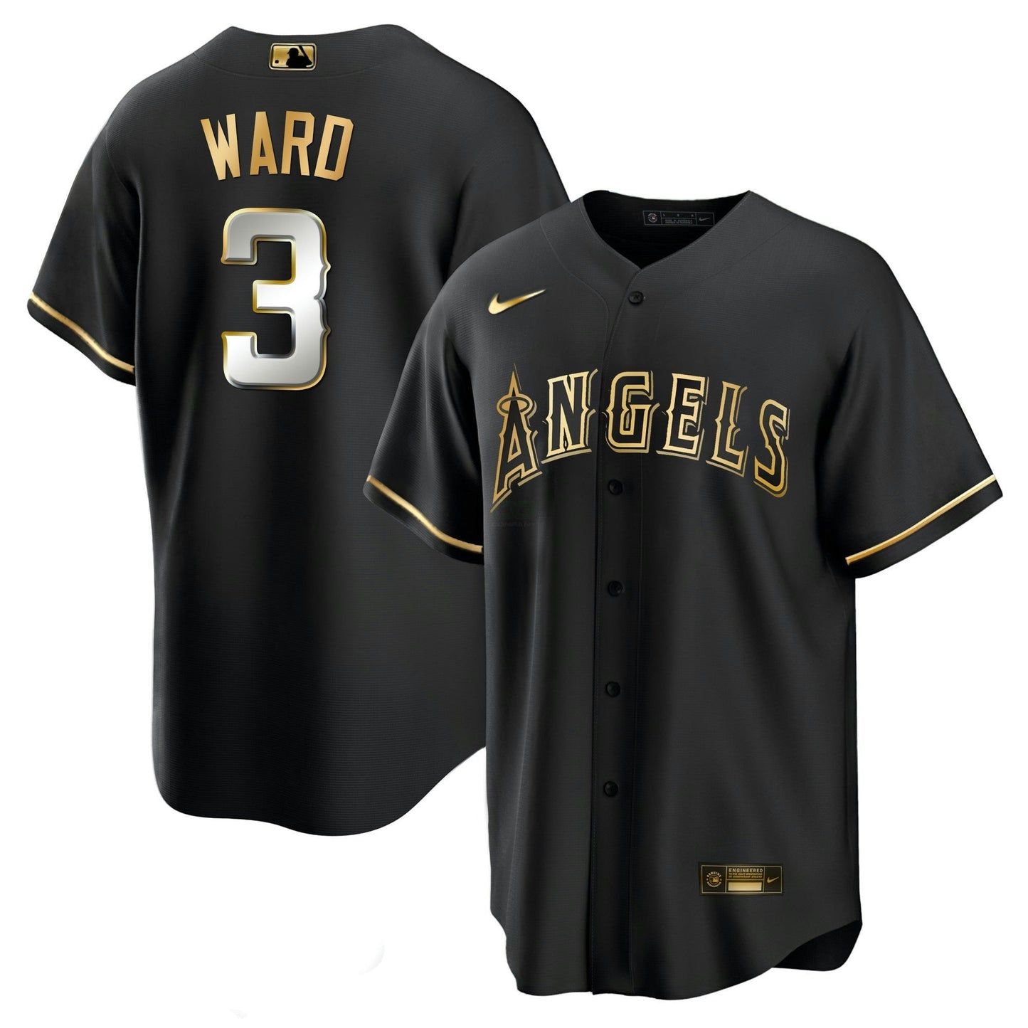 Camisa MLB Los Angeles Angels Men’s Los Angeles Black Limited & Dourada Jersey