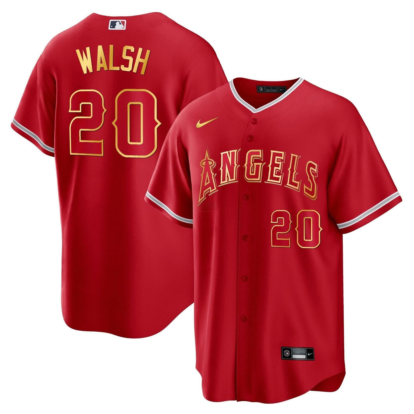 Camisa MLB Los Angeles Angels Men’s Los Angeles Cool Base Dourada Jersey