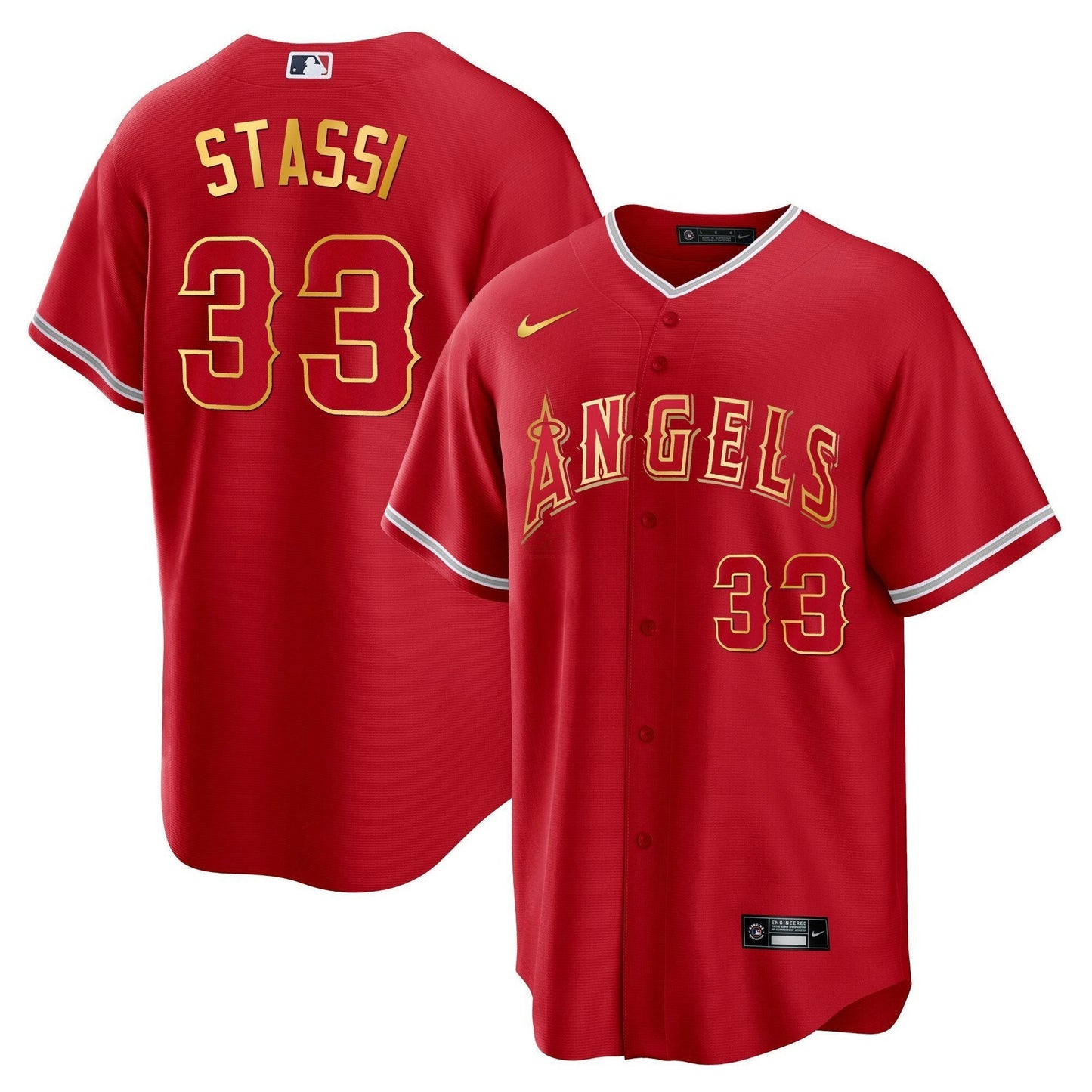 Camisa MLB Los Angeles Angels Men’s Los Angeles Cool Base Dourada Jersey