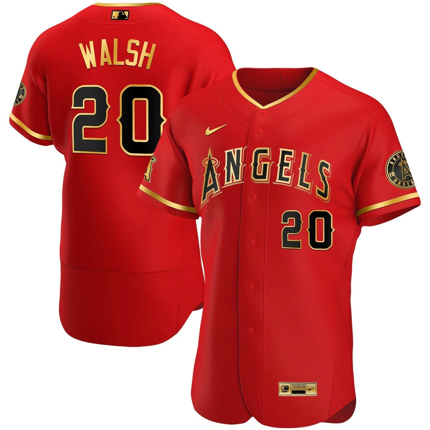 Camisa MLB Los Angeles Angels Men’s Los Angeles Flex Base Dourada Jersey
