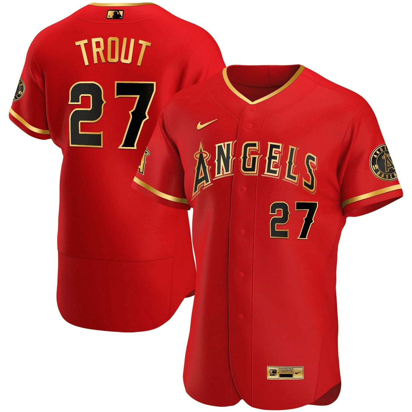 Camisa MLB Los Angeles Angels Men’s Los Angeles Flex Base Dourada Jersey
