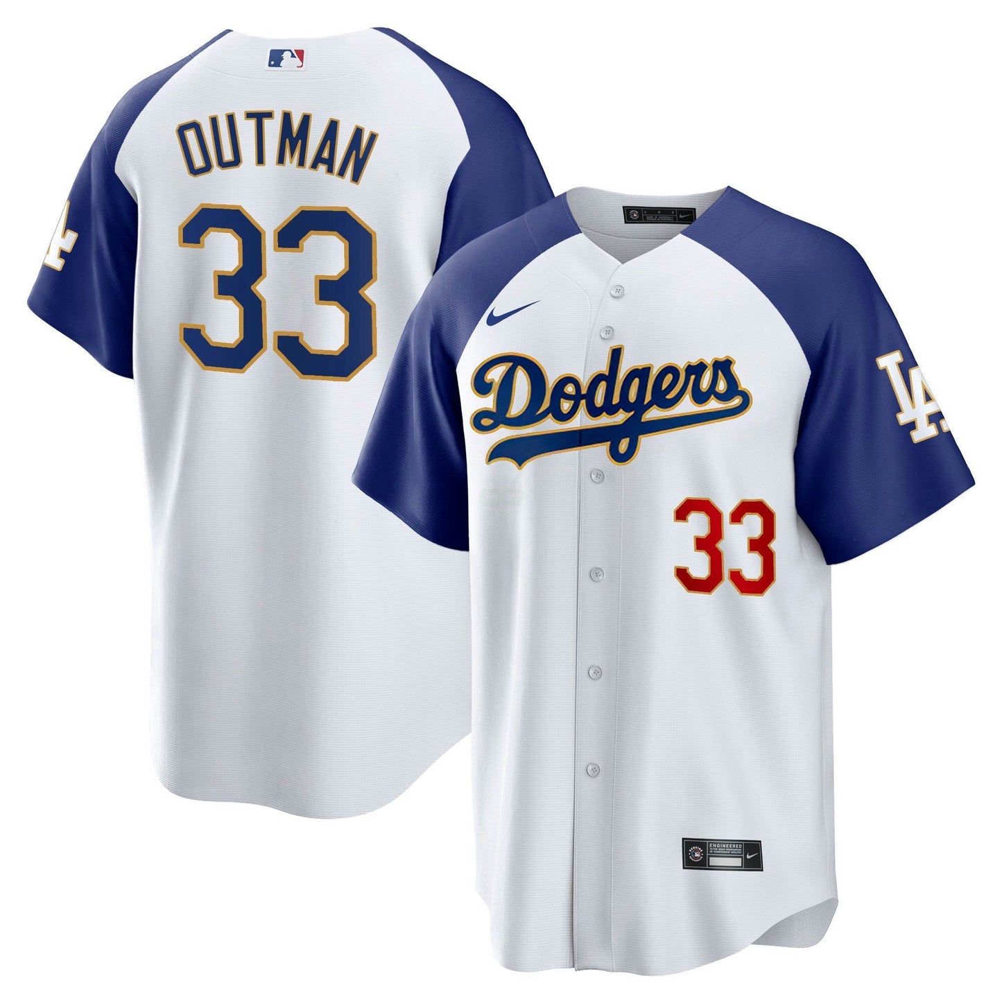 Camisa MLB Men’s Los Angeles Gold Trim Cool Base Jersey